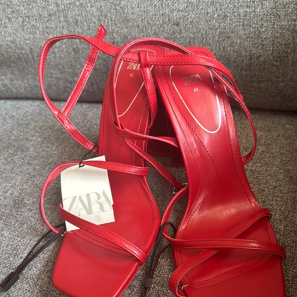 Red Zara heels, size 41